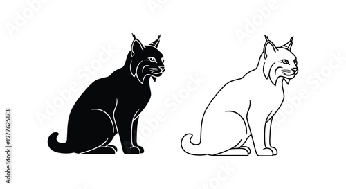 Black and White Cat Silhouette Design Vector