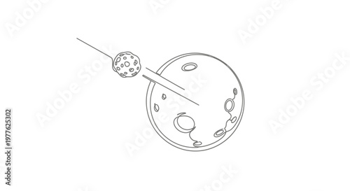 Asteroid Impacting Planet, Space Illustration, Cosmic Collision