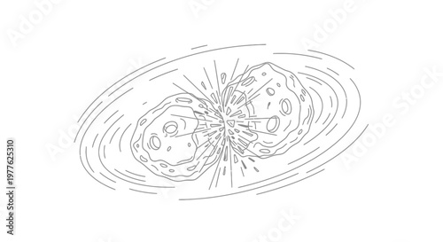 Asteroid Collision, Space Debris, Cosmic Impact, Illustration