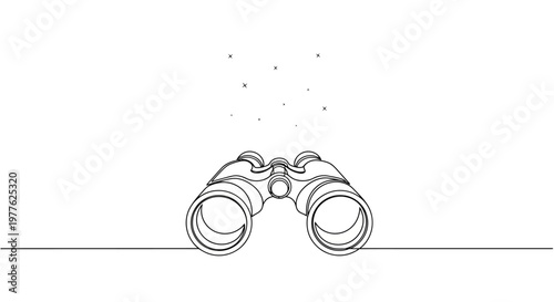 Binoculars looking at stars, concept of observation, discovery, and future