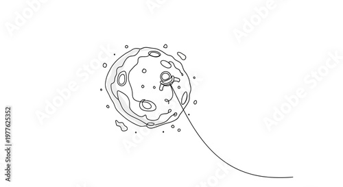 Astronaut on Moon, Space Exploration, Cosmic Journey, Minimalist Drawing