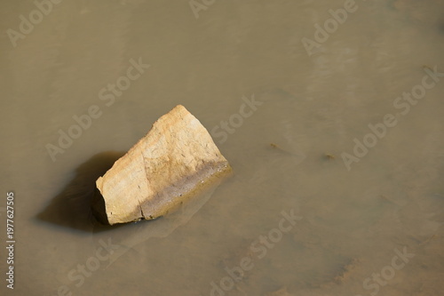 Sandsteinbrocken in einer Wasserpfütze