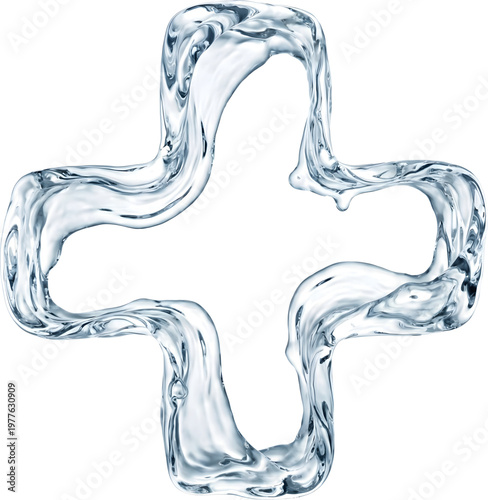 Water cross symbol with flowing liquid shape representing health and purity