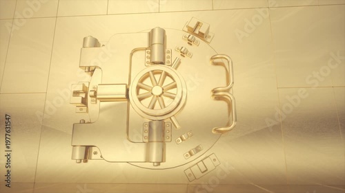 Luxury Safe Deposit Vault Door With Metallic Locking System Close Up