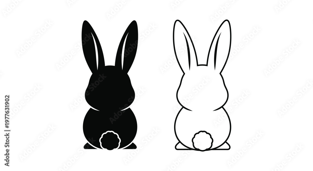 Fototapeta premium Black and White Silhouette Bunny Designs Vector