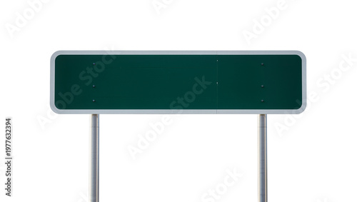 Blank green rectangular road sign with rounded corners, isolated on transparent background