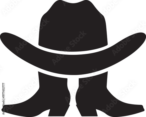 cowboy hat and boots. Silhouette icon drawing vector