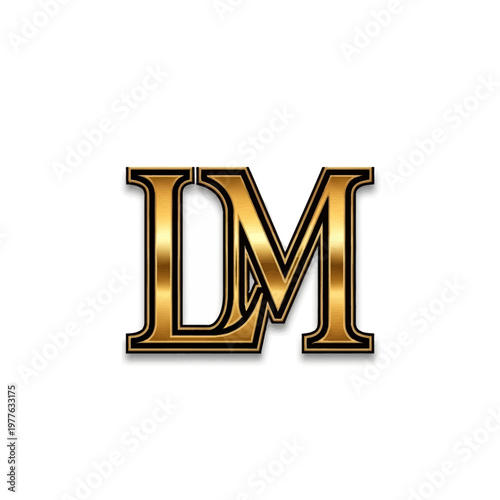 Elegant Golden LM Monogram Logo Design.