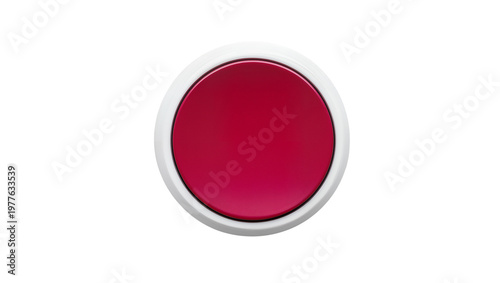 Free Download Glossy crimson red circular button with white rim, isolated on transparent background - GFXLoad