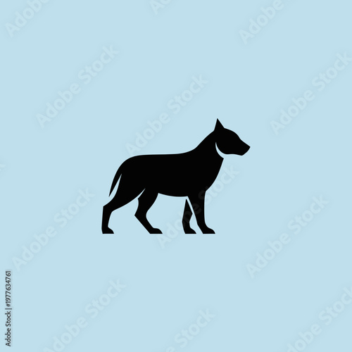 Silhouette of a standing dog in profile view.