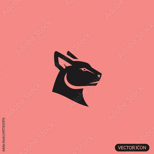 Stylized Black Panther Head Silhouette Vector Icon.