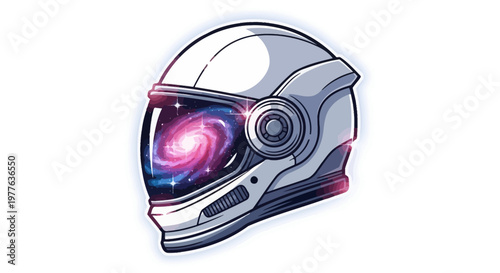 Astronaut Helmet Reflecting Galaxy - Space Exploration Concept