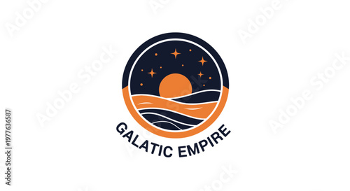 Galactic Empire Logo: Cosmic Sunset Over Ocean Waves