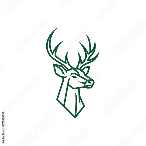 Elegant Deer Head Silhouette with Majestic Antlers.