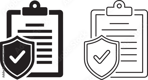 Foto A graphic illustration of a clipboard with a shield and checkmark, symbolizing security and verification