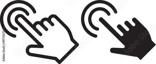 A graphic illustration of two hands interacting with wireless signals