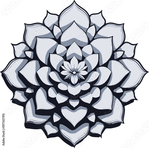 perfectly symmetrical floral mandala, clean vector, lotus mandala, smooth bezier curves, white background 2