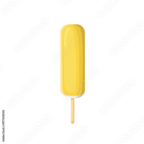 Ice cream on a stick with yellow glaze. lemon or vanilla flavor flat popsicle isolated without background. Vector illustration