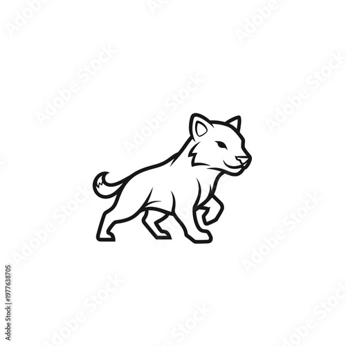 Stylized Line Art of a Playful Dog.