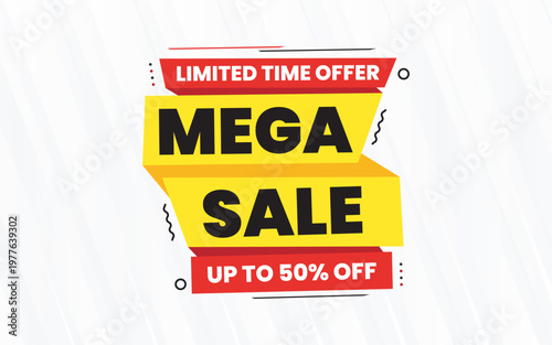 Limited Time Offer Mega Sale Banner with Bold Colorful Shopping Design