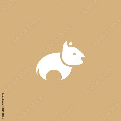 Cute stylized white wombat illustration on a tan background.