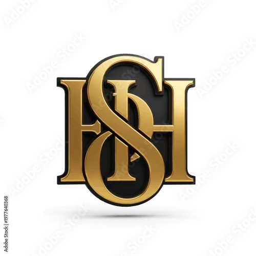 Elegant Golden Monogram SHH Logo Design.