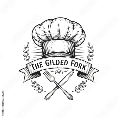 The Gilded Fork Restaurant Logo Design.