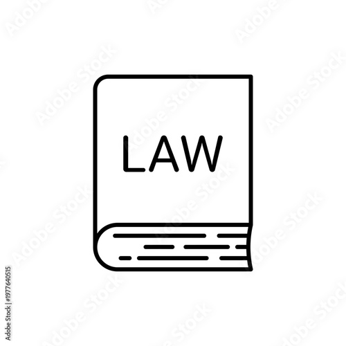 Law Book Outline Icon on Transparent Background. Legal and Justice Symbol. Vector Illustration
