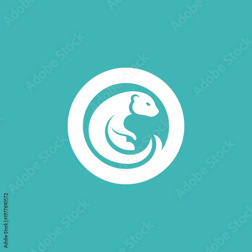 White Ferret or Weasel Logo Design.
