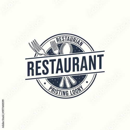 Vintage Restaurant Logo Design with Utensils.