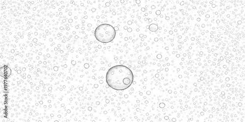 Abstract minimalist background featuring floating bubbles and circular elements in a clean white vector illustration style design