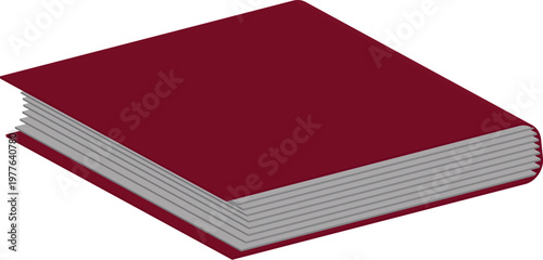 A stack of maroon book with gray pages