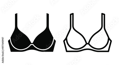 Two lingerie outlines a filled and an empty form presented as a silhouette