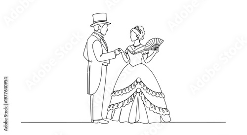 Victorian Couple Dancing Illustration