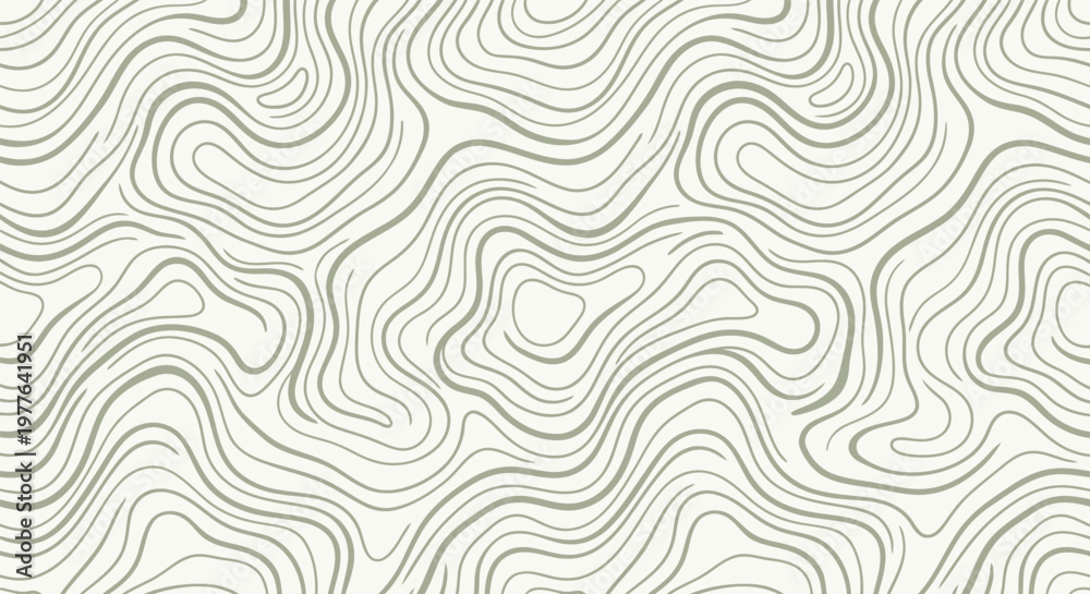 Fototapeta premium Seamless Abstract Topographic Pattern with Fluid Cream Organic Lines on White Background, Elegant Wavy Background Graphic with Editable Vector File for Modern Design Projects