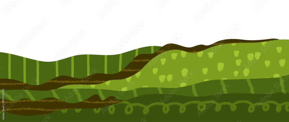 Fototapeta premium Collage green farm with agriculture tea abstract and background field pattern.