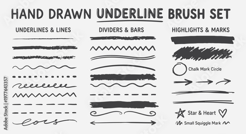 A graphic designer using a hand drawn underline brush set on an editable vector file for a creative project