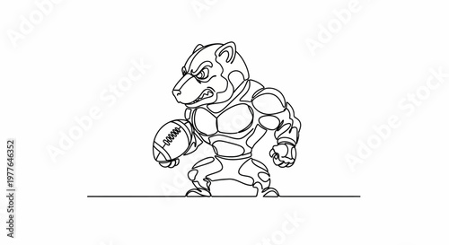 Muscular Cartoon Badger Mascot Holding American Football, Sports Character