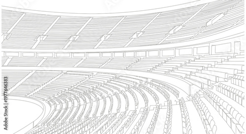 Empty Stadium Seating - Artistic Line Drawing