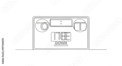 Retro cassette tape outline, vintage audio recording device, music playback icon