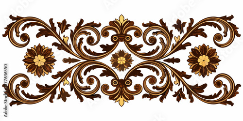 Ornate baroque style floral and leaf scrollwork design element