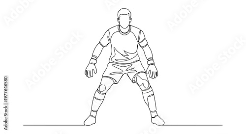 Soccer Goalkeeper Standing Pose Line Art Illustration