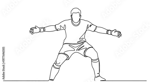 Soccer Goalkeeper in Action - Minimalist Line Art