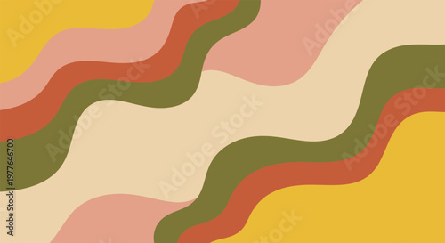 Vibrant Abstract Background with Wavy Liquid Shapes in Earthy Tones of Olive Green, Terracotta, Sienna, and Mocha Colors with Editable Vector File for Modern Graphic Designs.