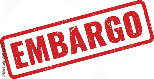 Red Embargo grunge rubber stamp mark with worn texture for legal or business document security official