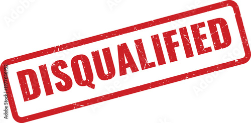 A red grunge rubber stamp with the text disqualified for official documents and business use