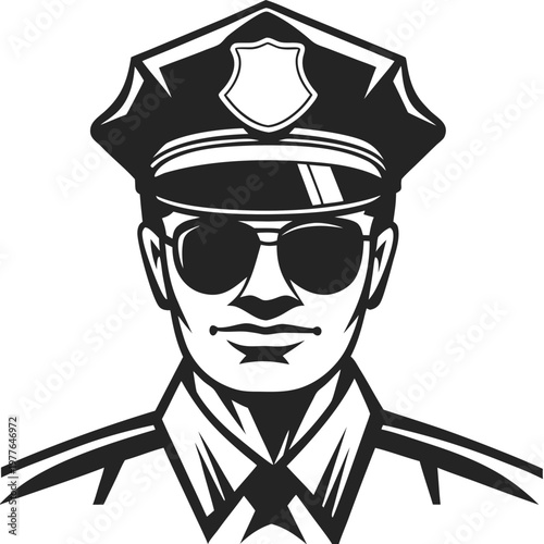 a black and white illustration of a police officer (1)(6)