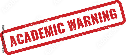 Red grunge rubber stamp impression with the phrase academic warning written in bold capital letters for notices