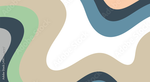 Abstract Vibrant Background with Wavy Liquid Shapes and Soft Beige Gray Green Blue and White Colors with Editable Vector File for Modern Designs.