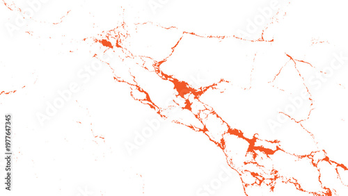 Orange marble texture with cracks and veins on white background decorative surface design element